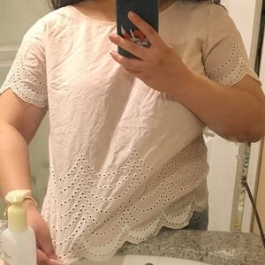 LOFT eyelet beaded linen top